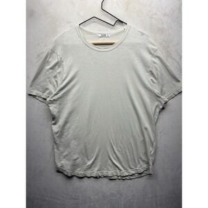 Buck Mason Slub Curved Hem Cotton Tee Men XL White Cream Made In USA Lightweight